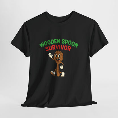 Wooden Spoon Survivor Tee - Fun Unisex Heavy Cotton Shirt for Home Chefs
