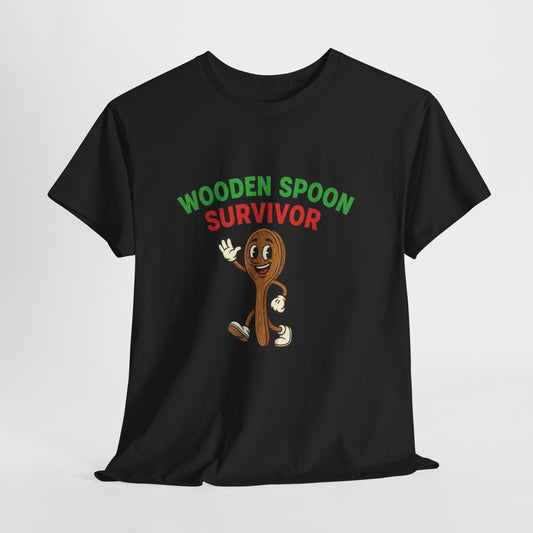 Wooden Spoon Survivor Tee - Fun Unisex Heavy Cotton Shirt for Home Chefs