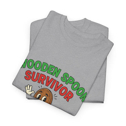 Wooden Spoon Survivor Tee - Fun Unisex Heavy Cotton Shirt for Home Chefs