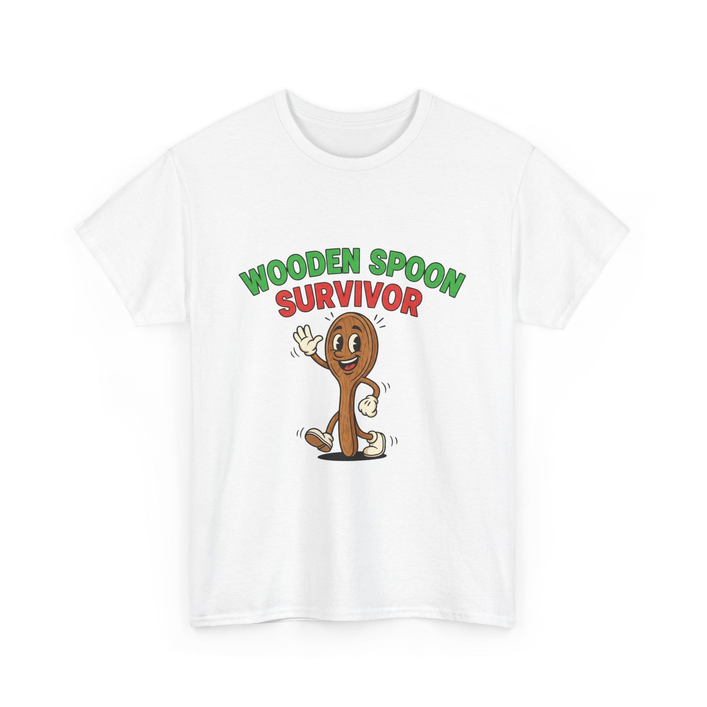 Wooden Spoon Survivor Tee - Fun Unisex Heavy Cotton Shirt for Home Chefs