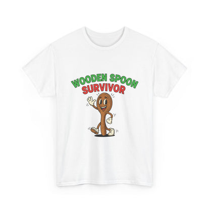 Wooden Spoon Survivor Tee - Fun Unisex Heavy Cotton Shirt for Home Chefs