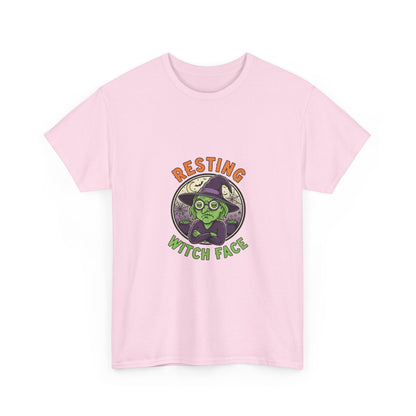 Resting Witch Face Unisex Heavy Cotton Tee, Funny Halloween T-Shirt, Spooky Apparel, Witch Theme, Gifts for Her