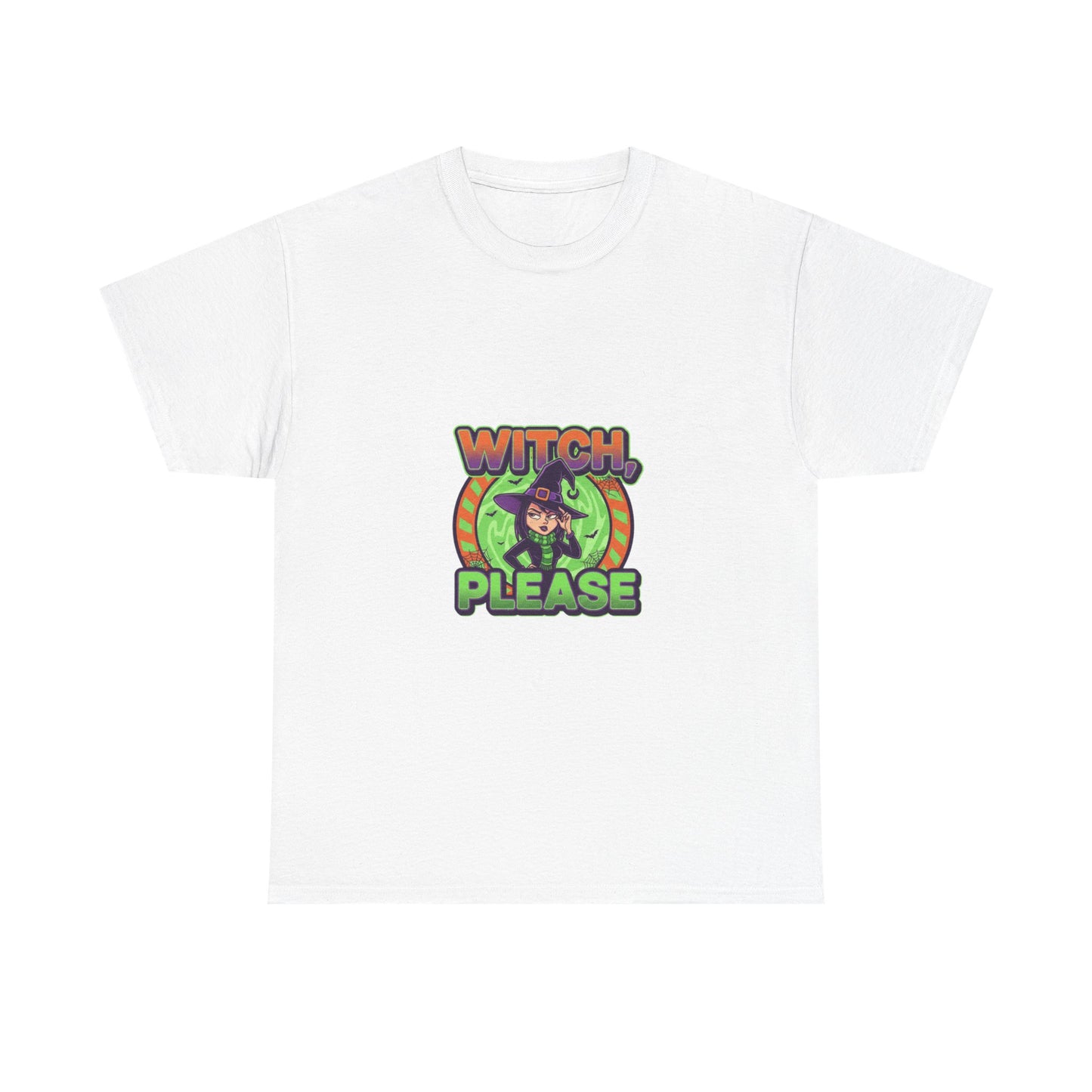 Witch Please Unisex Heavy Cotton Tee - Spooky Vibes for Halloween Lovers