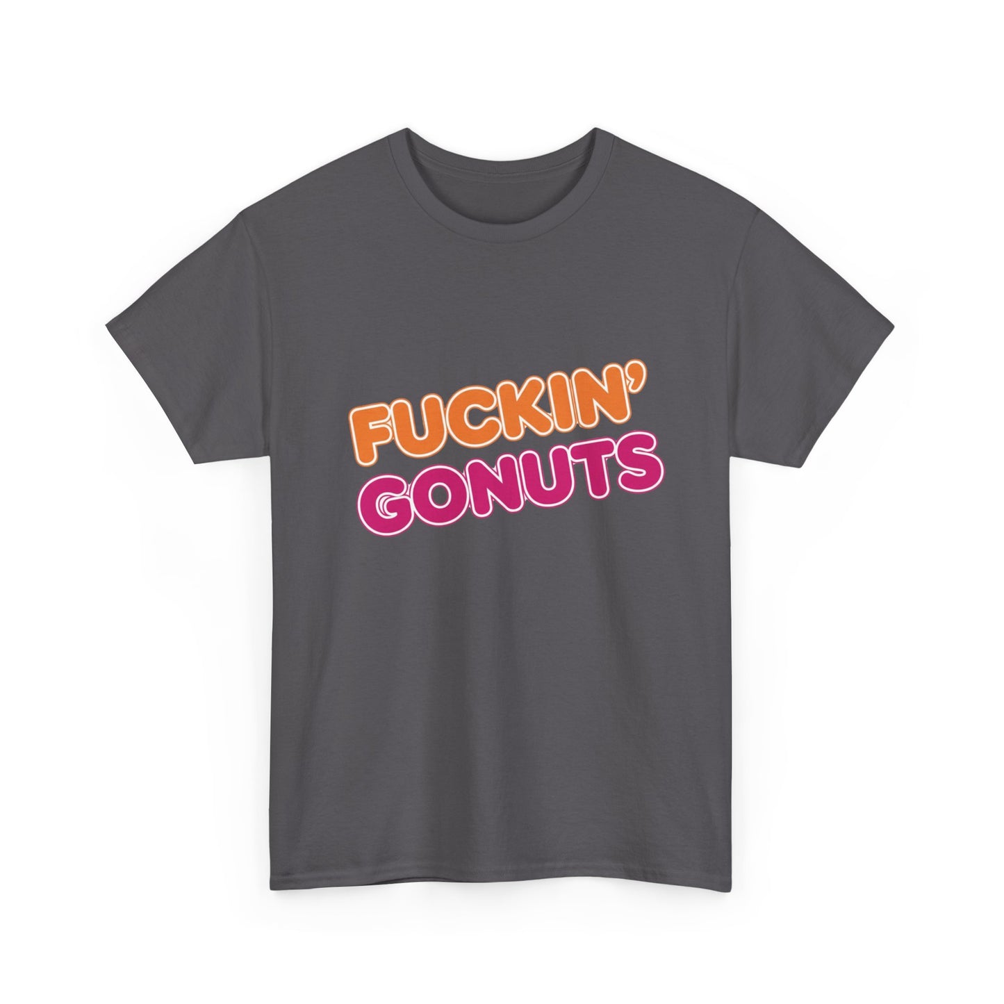Funny Unisex Heavy Cotton Tee - "F*CKIN' GONUTS" Graphic Shirt, Casual Wear, Gift for Donut Lovers, Humorous Gift, Birthday