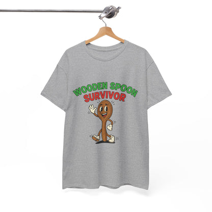 Wooden Spoon Survivor Tee - Fun Unisex Heavy Cotton Shirt for Home Chefs