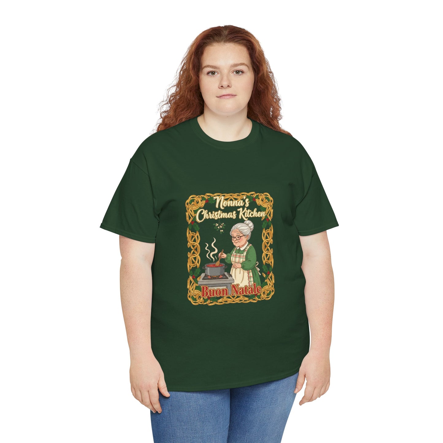 Festive Unisex Heavy Cotton Tee - Nonna's Christmas Kitchen