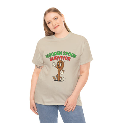 Wooden Spoon Survivor Tee - Fun Unisex Heavy Cotton Shirt for Home Chefs