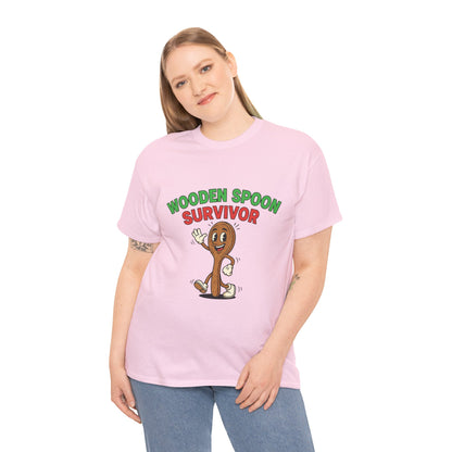 Wooden Spoon Survivor Tee - Fun Unisex Heavy Cotton Shirt for Home Chefs