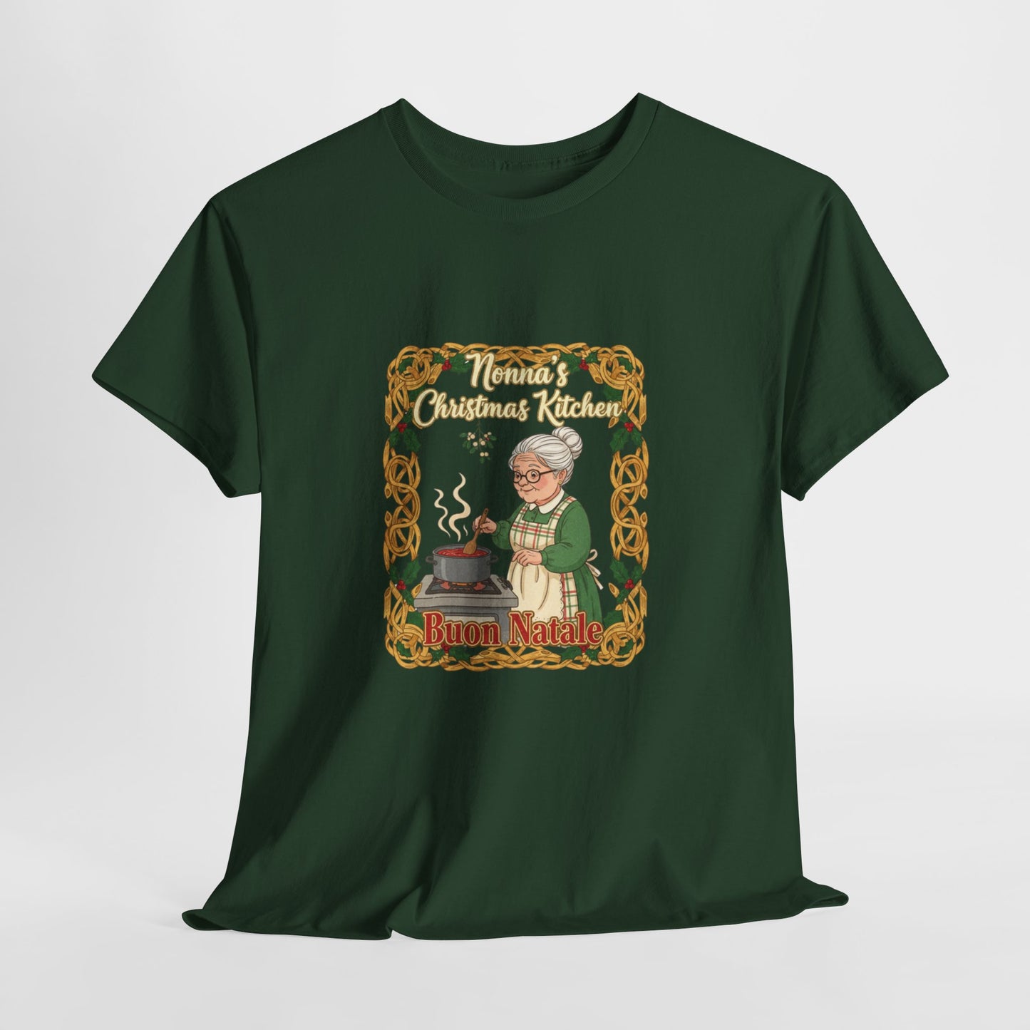 Festive Unisex Heavy Cotton Tee - Nonna's Christmas Kitchen