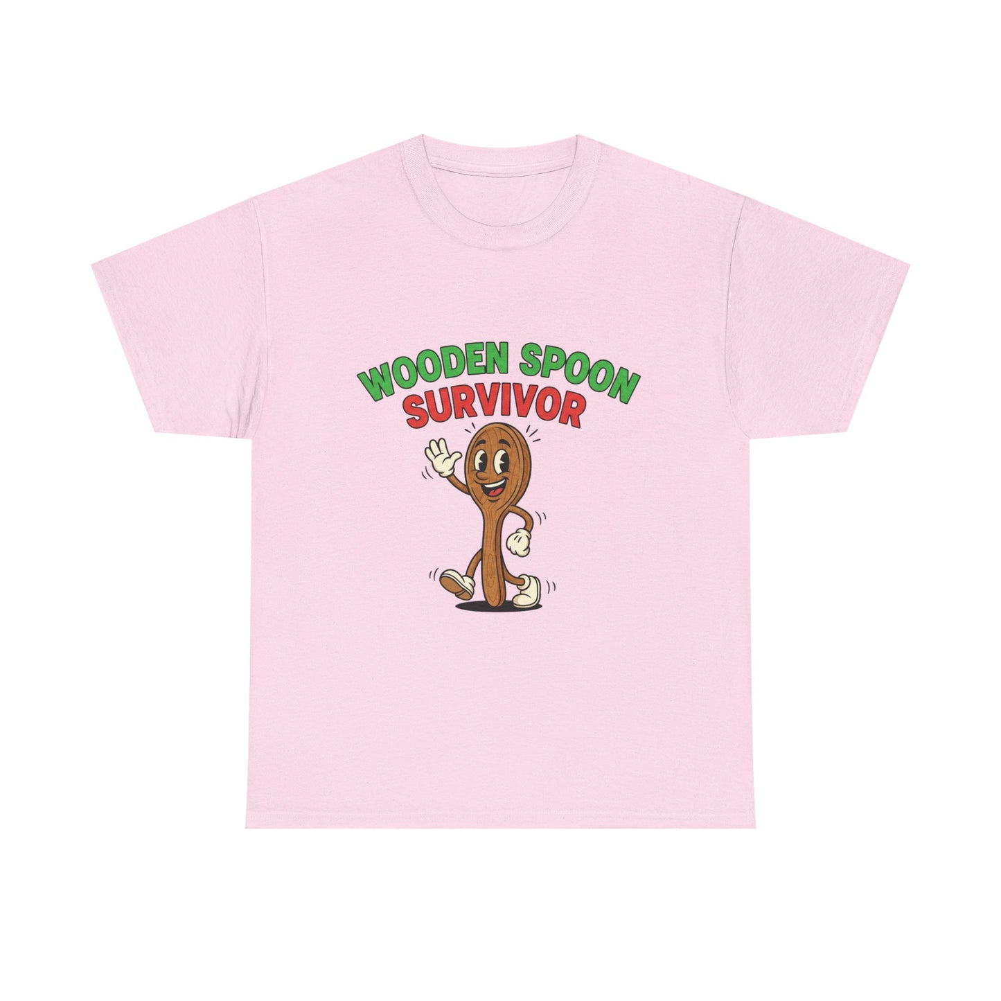 Wooden Spoon Survivor Tee - Fun Unisex Heavy Cotton Shirt for Home Chefs