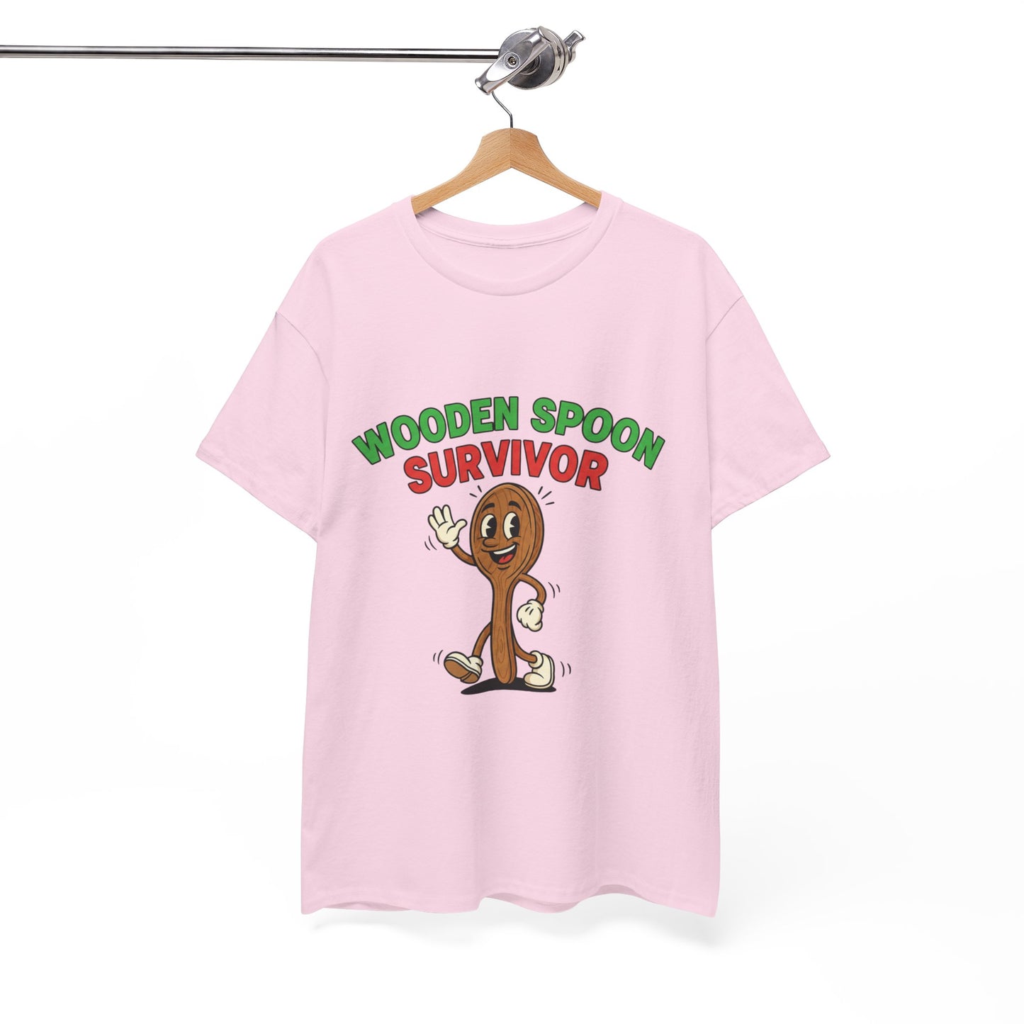 Wooden Spoon Survivor Tee - Fun Unisex Heavy Cotton Shirt for Home Chefs