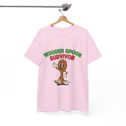 Wooden Spoon Survivor Tee - Fun Unisex Heavy Cotton Shirt for Home Chefs