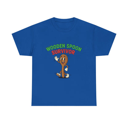 Wooden Spoon Survivor Tee - Fun Unisex Heavy Cotton Shirt for Home Chefs