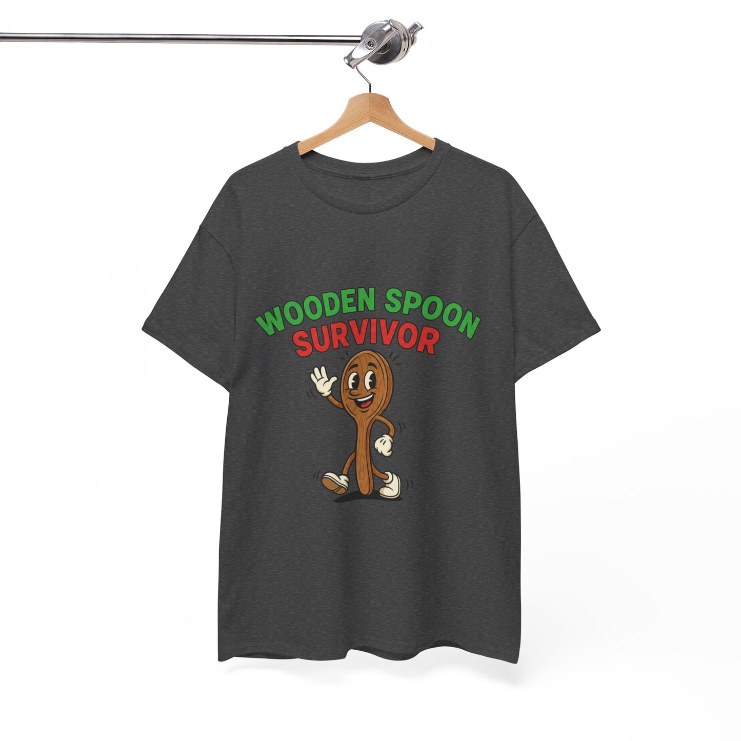Wooden Spoon Survivor Tee - Fun Unisex Heavy Cotton Shirt for Home Chefs