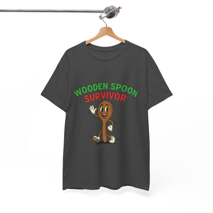 Wooden Spoon Survivor Tee - Fun Unisex Heavy Cotton Shirt for Home Chefs