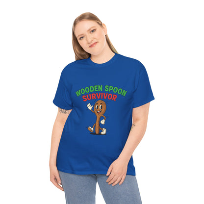 Wooden Spoon Survivor Tee - Fun Unisex Heavy Cotton Shirt for Home Chefs