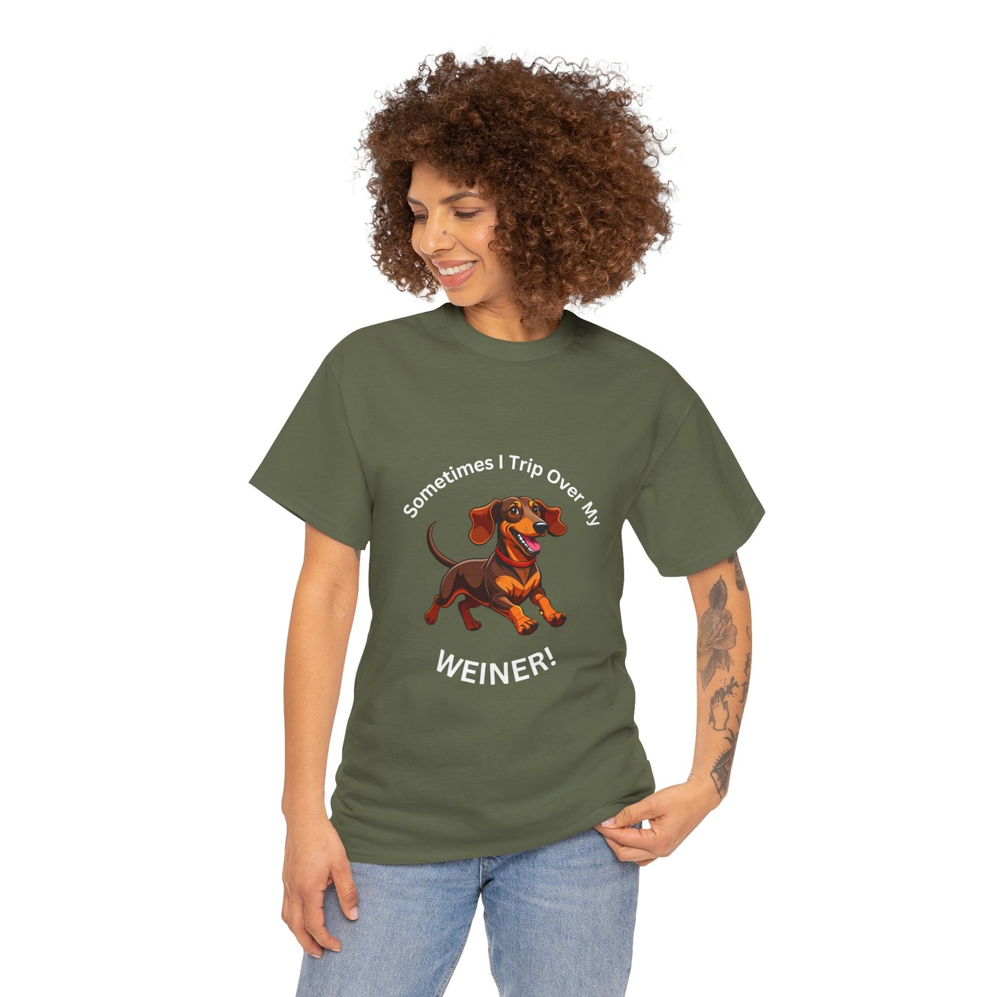 Funny Dachshund Graphic Tee - "Sometimes I Trip Over My WEINER!" Unisex Cotton T-Shirt