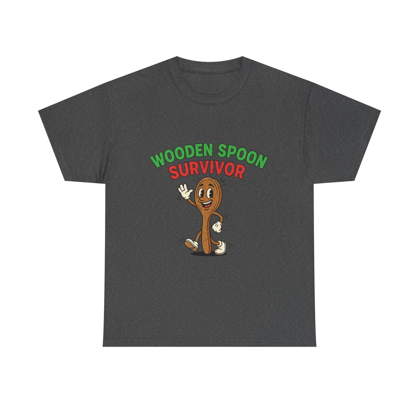 Wooden Spoon Survivor Tee - Fun Unisex Heavy Cotton Shirt for Home Chefs