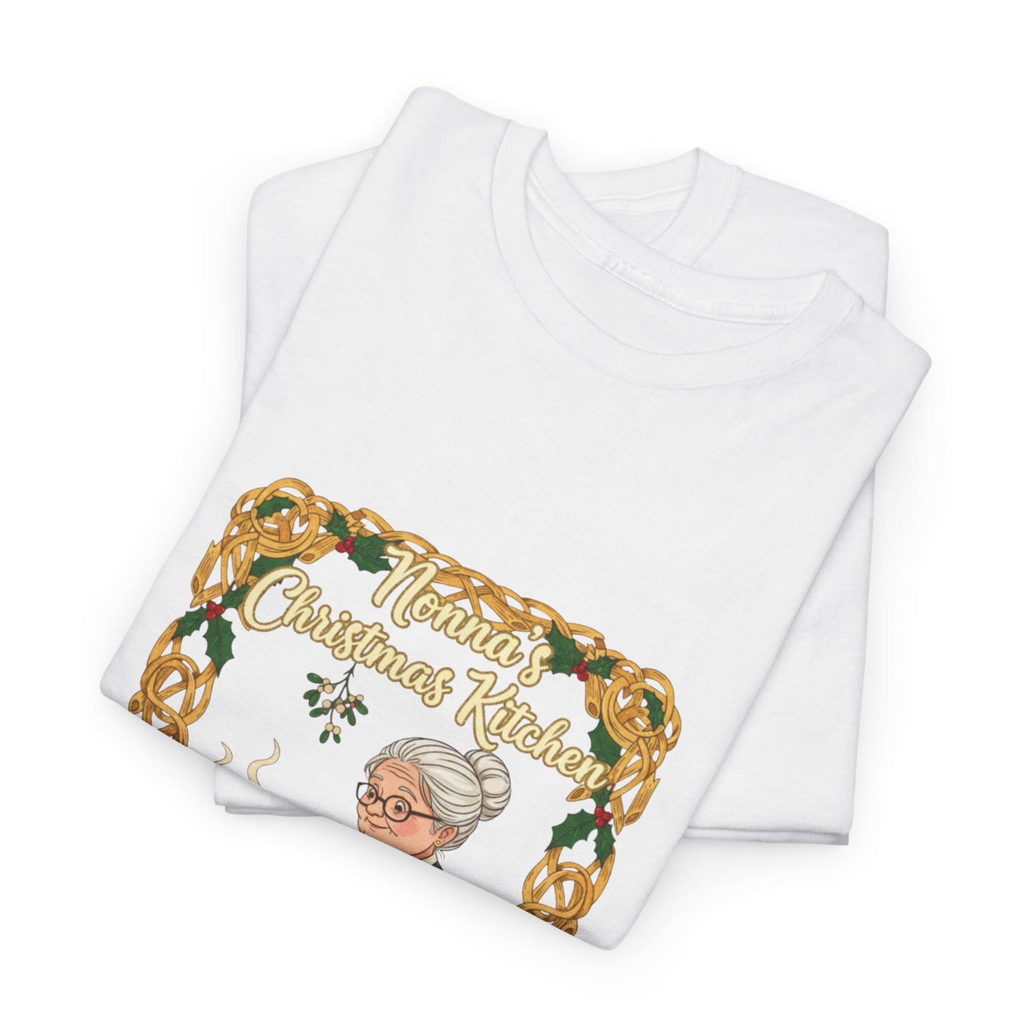Festive Unisex Heavy Cotton Tee - Nonna's Christmas Kitchen