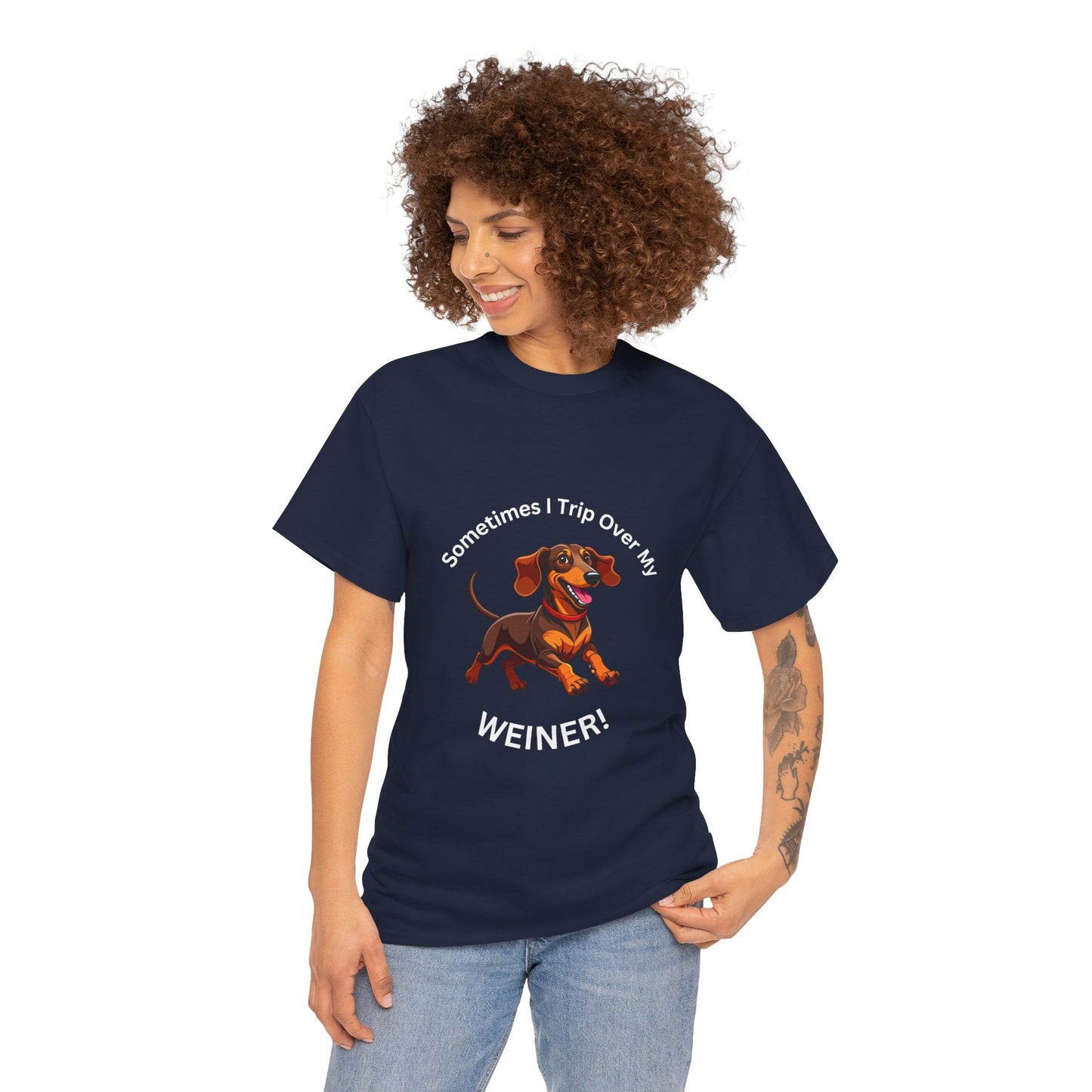 Funny Dachshund Graphic Tee - "Sometimes I Trip Over My WEINER!" Unisex Cotton T-Shirt