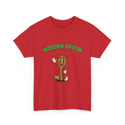 Wooden Spoon Survivor Tee - Fun Unisex Heavy Cotton Shirt for Home Chefs