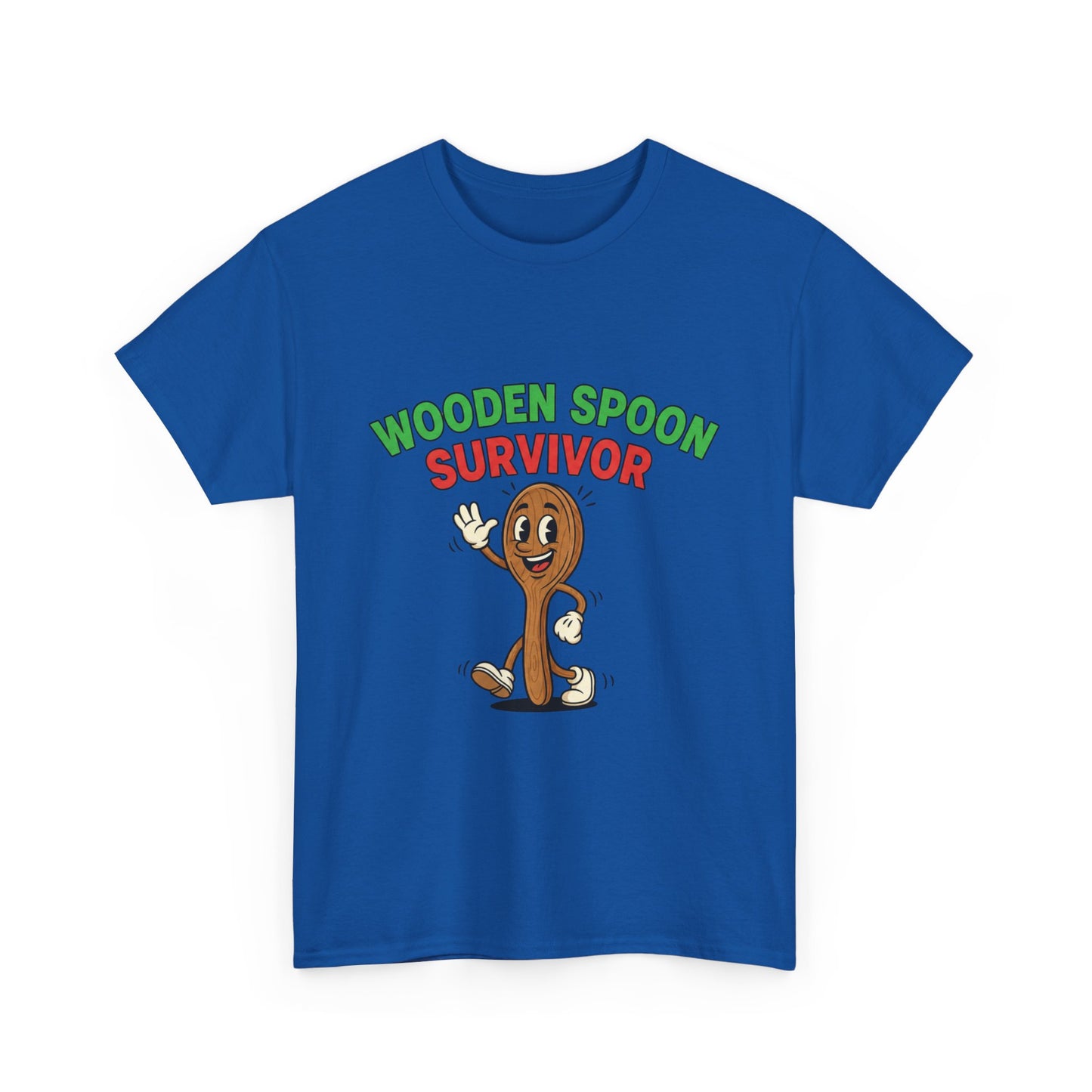 Wooden Spoon Survivor Tee - Fun Unisex Heavy Cotton Shirt for Home Chefs