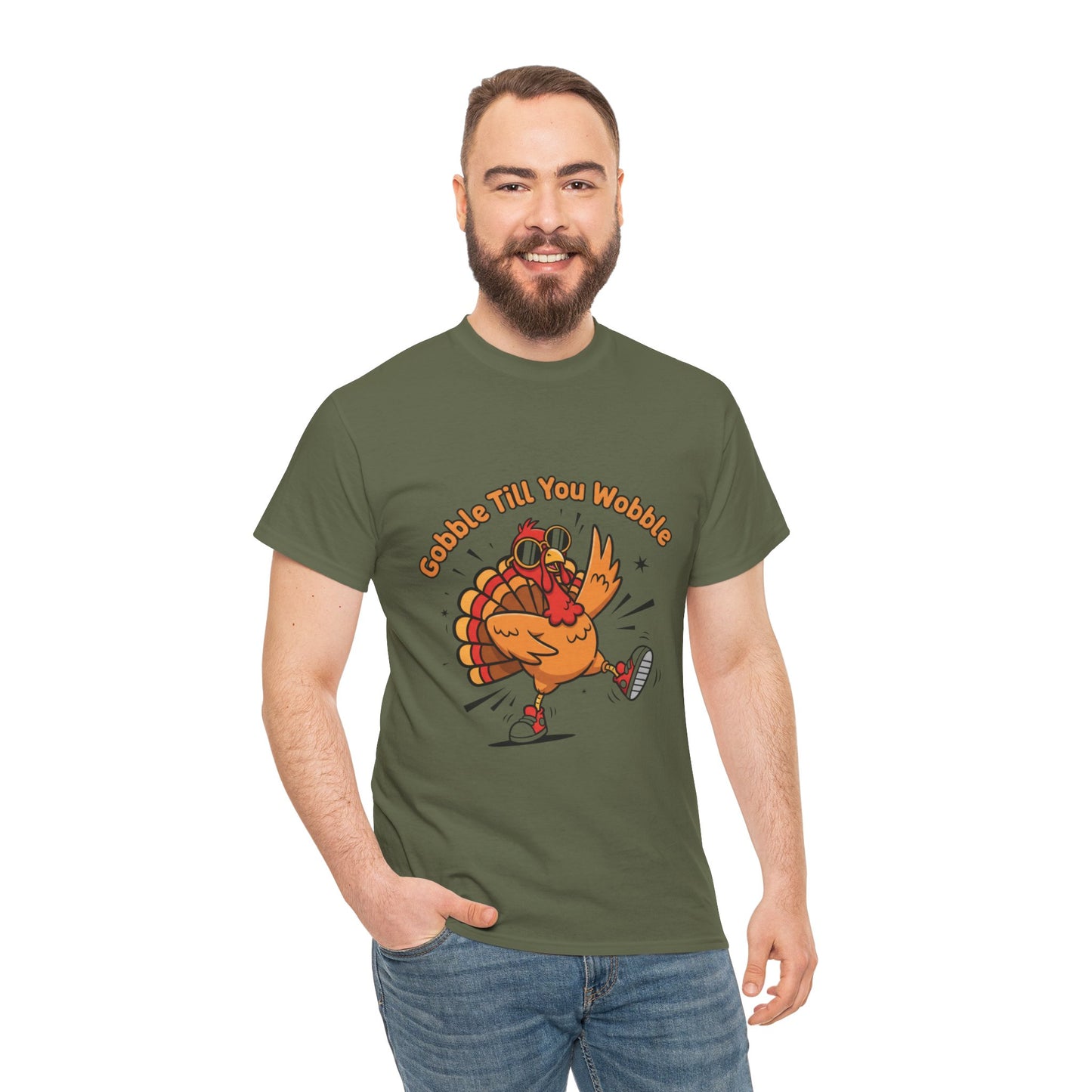 Gobble Till You Wobble Holiday Unisex Heavy Cotton Tee