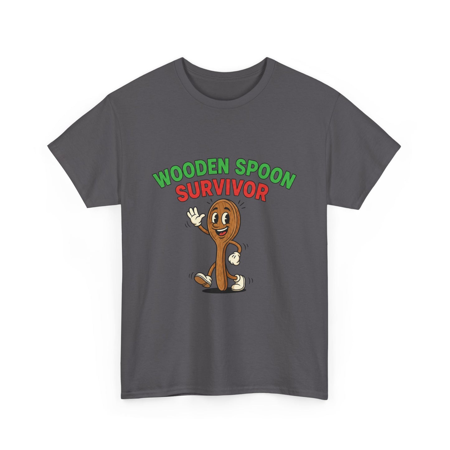 Wooden Spoon Survivor Tee - Fun Unisex Heavy Cotton Shirt for Home Chefs