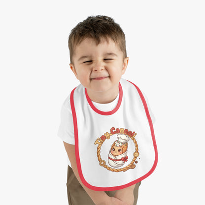 Tiny Cannoli Baby Bib - Cute Contrast Trim Jersey Bib for Messy Mealtime Fun