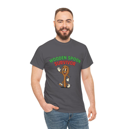 Wooden Spoon Survivor Tee - Fun Unisex Heavy Cotton Shirt for Home Chefs