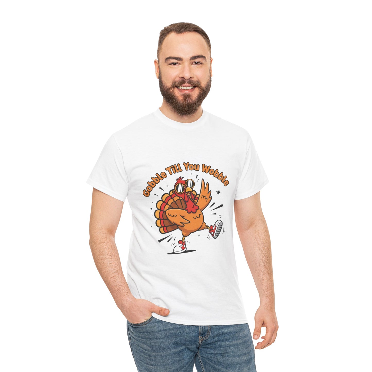 Gobble Till You Wobble Holiday Unisex Heavy Cotton Tee